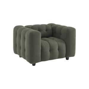 Fauteuil 1 place bouclette texturée capitonné kaki