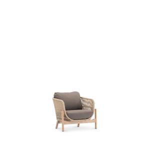 Fauteuil 1 place en bois et corde marron