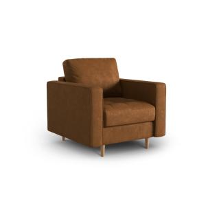 Fauteuil 1 place en imitation cuir chameau