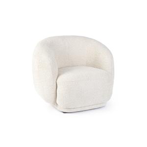 Fauteuil 1 place en tissu bouclette blanc