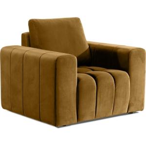 Fauteuil 1 place en velours moutarde