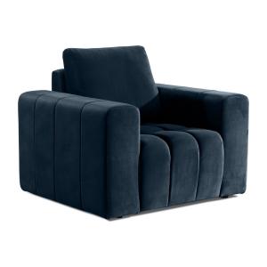 Fauteuil 1 place velours bleu foncé