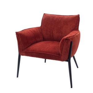 Fauteuil 79x75x81 cm en velours rouge et pieds en métal