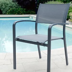 Fauteuil à accoudoir et textilène aluminium gris anthracite…