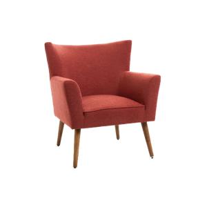 Fauteuil à accoudoirs en tissu uni et pieds en bois