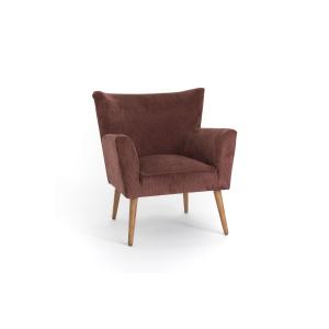 Fauteuil à accoudoirs en velours côtelé marron