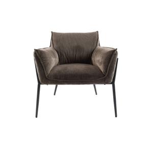 Fauteuil à accoudoirs pieds métal et velours