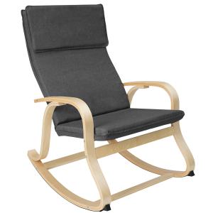 Fauteuil à bascule Avec accoudoirs cadre en bois et coussin…