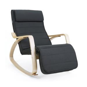 Fauteuil à bascule avec accoudoirs et repose-pieds - Gris