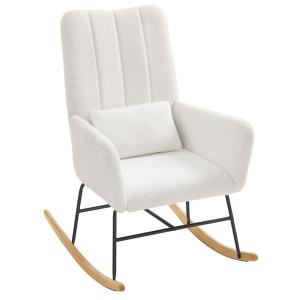 Fauteuil à bascule avec accoudoirs surface en tissu peluche…