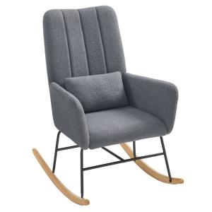 Fauteuil à bascule avec accoudoirs surface en tissu peluche…