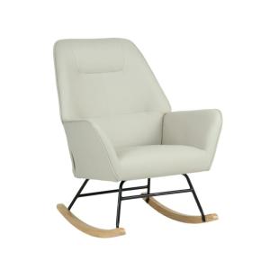 Fauteuil à bascule avec pieds en bois polyester beige 97x77…