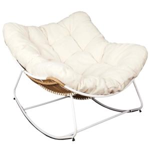 Fauteuil  à bascule blanc avec assise capitonnée et bouclet…