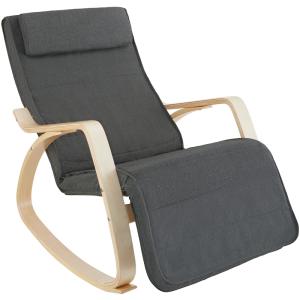 Fauteuil à bascule bois accoudoirs rembourrage coussin gris…