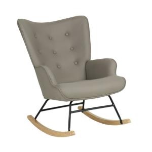 Fauteuil à bascule bois polyester gris 91x68x85cm