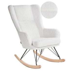 Fauteuil à bascule bouclé blanc cassé