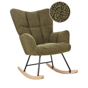 Fauteuil à bascule bouclé vert foncé