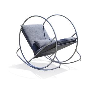 Fauteuil à bascule de jardin en inox et toile plastifiéee
