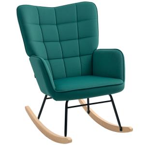 Fauteuil à bascule design acier piètement bois effet velour…