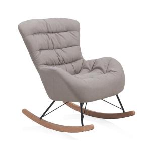 Fauteuil à bascule en beige, pieds en métal et piétement lu…