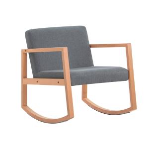 Fauteuil à bascule en bois de hêtre avec coussin épais gris…