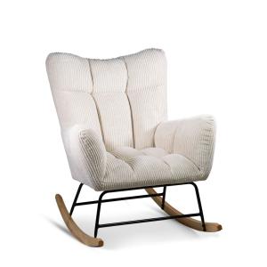 Fauteuil à bascule en fer et bois blanc