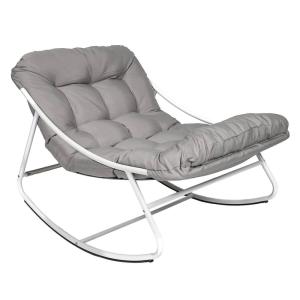 Fauteuil  à bascule en métal blanc et textilène avec coussi…