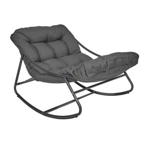 Fauteuil  à bascule en métal et textilène gris avec coussin…