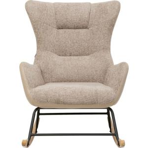 Fauteuil à bascule en polyester tressé crème et acier noir…