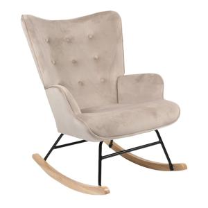 fauteuil à bascule georgia tissu velours beige-naturel 75x7…