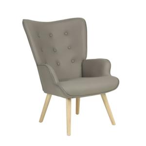 Fauteuil à bascule pieds polyester bois gris 96x66x74cm