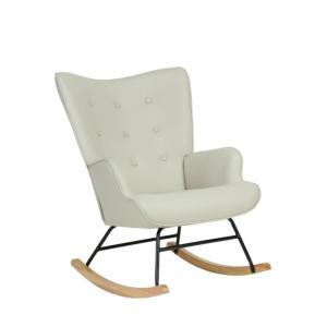 Fauteuil à bascule polyester beige 91x68x85cm
