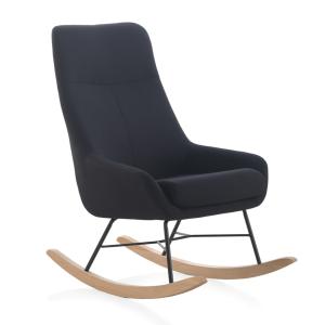 Fauteuil à bascule rembourré, pieds en métal et piétement e…