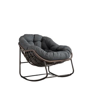 Fauteuil à bascule rembourré tissu gris avec cadre en métal…