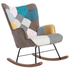 Fauteuil à bascule rembourrée tissu patchwork