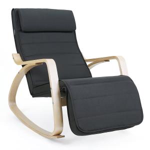 Fauteuil à bascule, repose-pieds réglable H91 cm - Gris Ant…