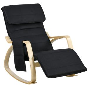 Fauteuil à bascule repose-pieds réglable noir