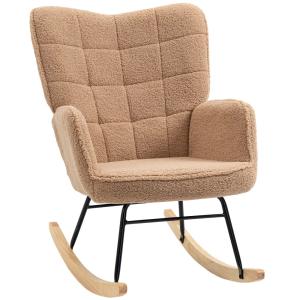 Fauteuil à bascule revêtement bouclette acier et bois massi…