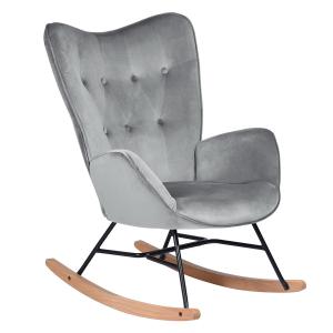 Fauteuil à bascule Scandinave velours gris Pieds en bois de…