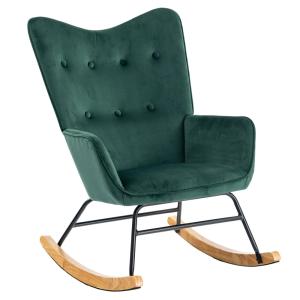 Fauteuil à bascule Scandinave velours vert