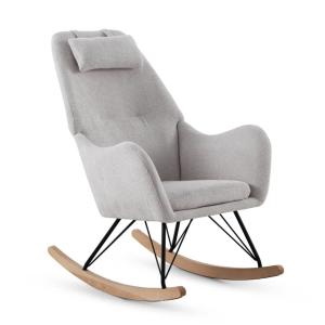Fauteuil à bascule tapissé en chenille blanche