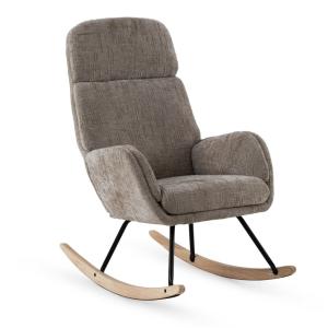 Fauteuil à bascule tapissé en chenille marron