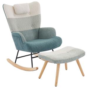 Fauteuil à bascule tissu bouclette patchwork coloré à rayur…