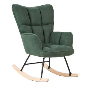 Fauteuil à bascule tissu vert émeraude