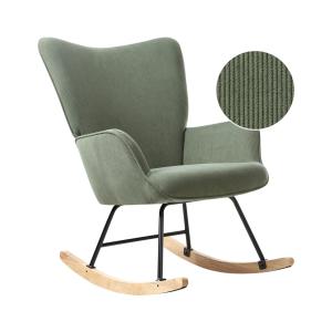 Fauteuil à bascule velours côtelé vert foncé