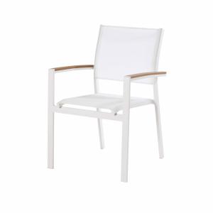 Fauteuil à dîner de jardin en aluminium blanc et textilène…