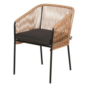 Fauteuil à dîner de jardin en résine recyclée et métal noir…