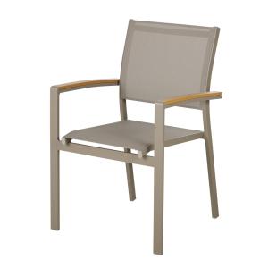 Fauteuil à dîner de jardin en textilène et aluminium taupe…