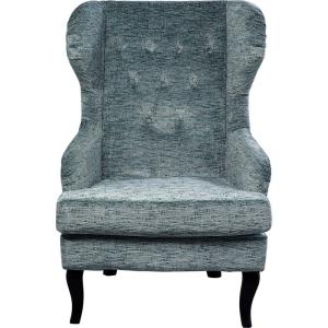 Fauteuil à oreilles capitonné en polyester mélangé bleu