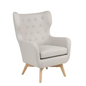 Fauteuil à oreilles polyester beige 101x75x85cm